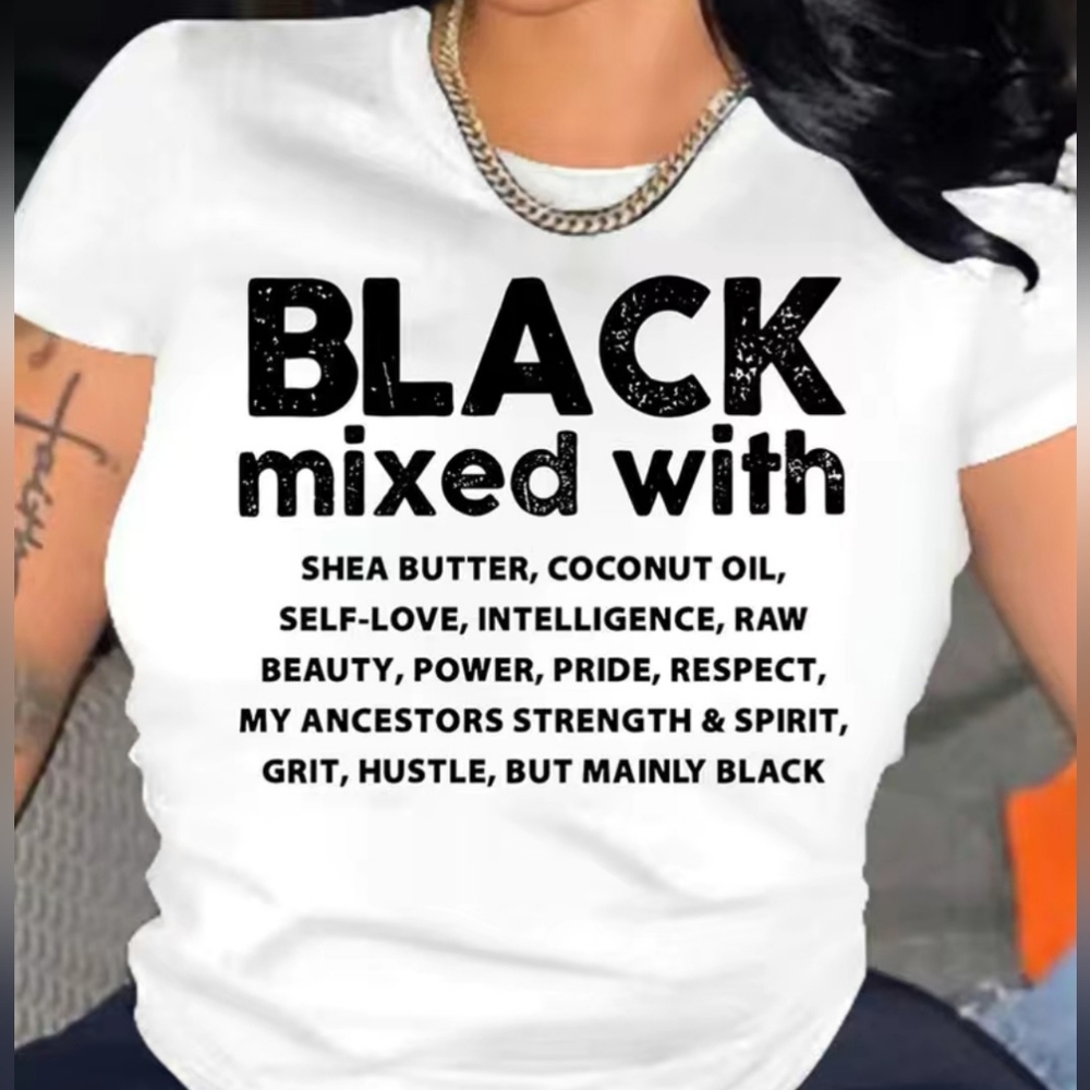 🤍🖤NWT WHITE LETTER PRINT CREW NECK T-SHIRT🤍🖤